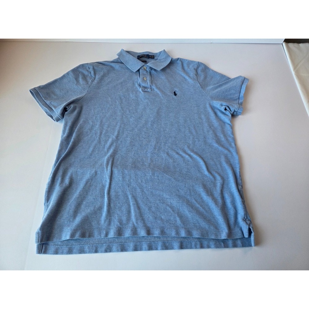Polo Shirt Mens Extra Large Blue Classic Fitted Shoulders Soft Stretch Cotton